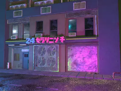 Cyberpunk Street Low-poly 3D model