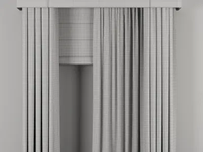 Curtains with Roman blinds 18 HbH Low-poly 3D model