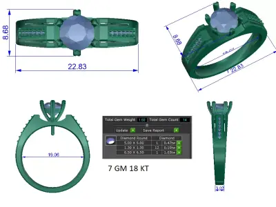 Women Ring  Render 3dm STL OBJ FBX Details 3D print model 261