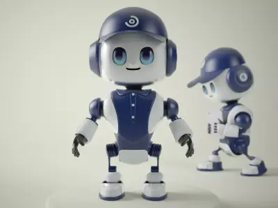 RoboBuddy  Futuristic Mascot Robot Low-poly 3D model