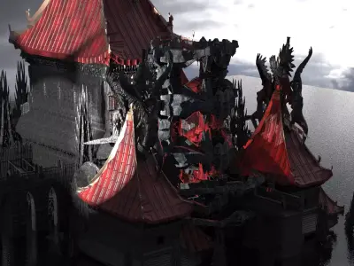Lord Oda Nobunaga dragon temple 2 3D model