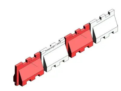 Plastic Road Barrier - LOD300 -14 Low-poly 3D model