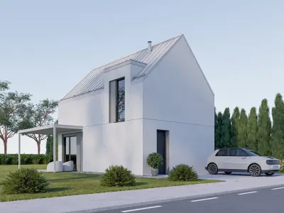 Family House 26 - Created with fully parametric Revit Families Low-poly 3D model