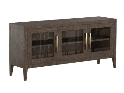 FRENCH CONTEMPORARY GLASS TRIPLE-DOOR MEDIA CONSOLE 3D model