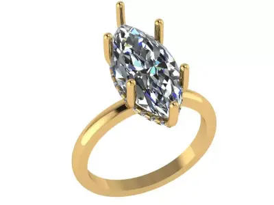 Marquise shaped engagement ring 3D print model