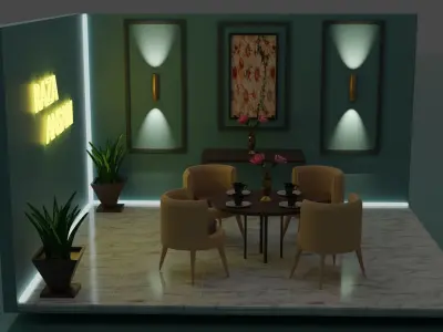 3D Sitting room apartment interior OR Drying Room modeling   3D model