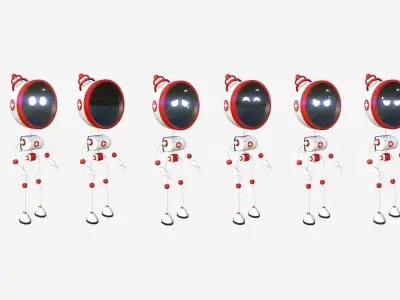 Cute Robot D07 Medic - SciFi Character Design Low-poly 3D model