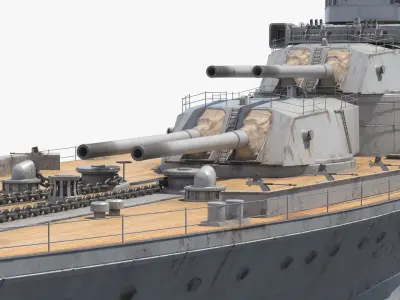  IJN Nagato Battleship with Rust Stains and Worn Deck Grey Used 