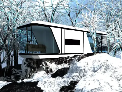 Capsule house 3d model Low-poly 3D model