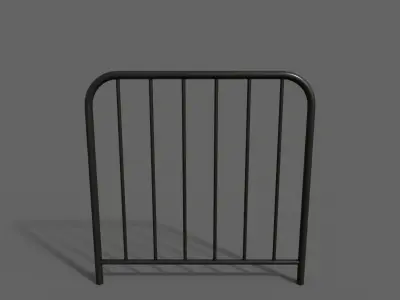 PBR Pedestrian Guard Rail Black V2 Low-poly 3D model