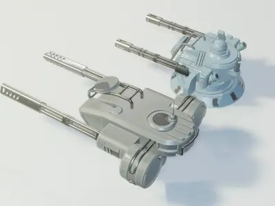 Sci Fi Turrets Low Poly Game Ready 3D model Pack Low-poly 3D model