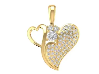 Elegant Heart Pendant w Pave Diamonds and Open Heart Accent 1879 3D print model