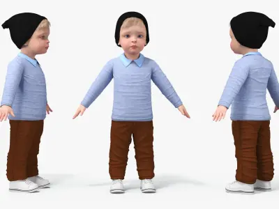  Child in Fall Clothes A-Pose 