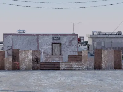 Abandoned Petrol Station Low-poly 3D model