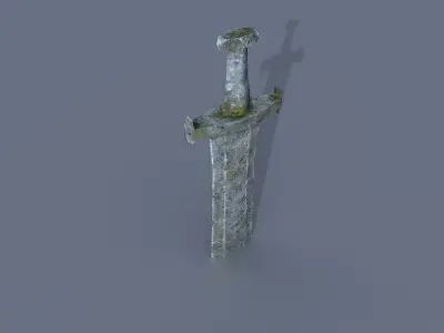 Stone sword Low-poly 3D model