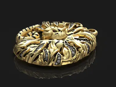 Tiger Bamboo Diamond Ruby Luxury Fashion Brand Necklace 3D print model
