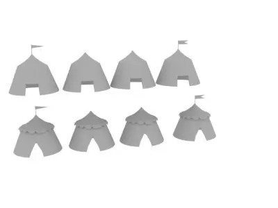  Tent Circus Low-poly 3D model