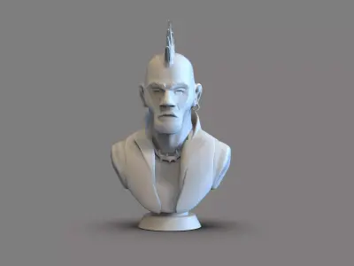 Punk dude bust 3D print model