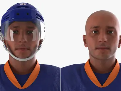  Hockey Player Generic 5 Rigged for Cinema 4D 3D Model 
