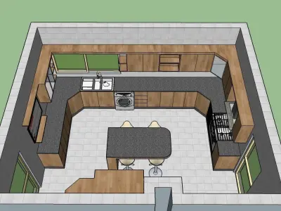 Kitchen design with Island  3D model