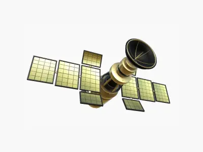 Satellite A02 Golden - SciFi Space Design Low-poly 3D model
