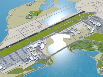 Larnaca International Airport 10km Low-poly 3D model