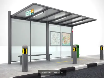 Bus and Taxi Shelter 3D Model Pack