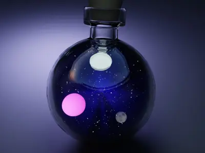 Galaxy in Bottle Low-poly 3D model