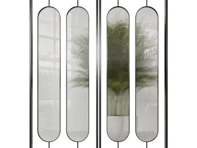 Partition 6 two mirrors with plant in middle 3D model