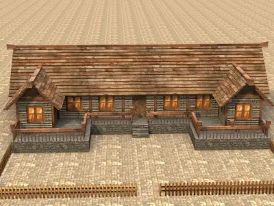 Low Poly Medieval Village House Low-poly 3D model