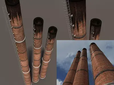 Chimney Low Poly 3d Model5 Low-poly 3D model