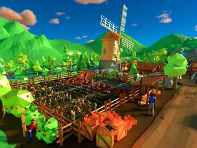 Village Low-poly 3D model