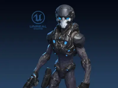 Alien v3 - Animated and Game Ready Low-poly 3D model