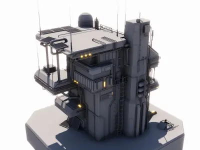 Sci-fi Command center building 3D model