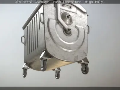 Old Metal Garbage Trash Container High-Poly 3D model