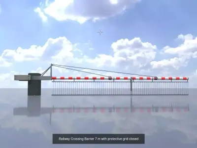 All Railway Crossing Barriers with protective grid closed  3D Model Pack