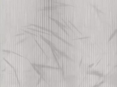 Vertical Striated Plaster with Botanical Shadows Texture