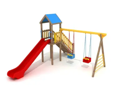 3D Wooden Playground 002 3D model