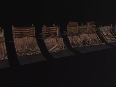 Barricades Game Assets Low-poly 3D model