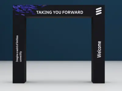 stage with gate with cube 3D model