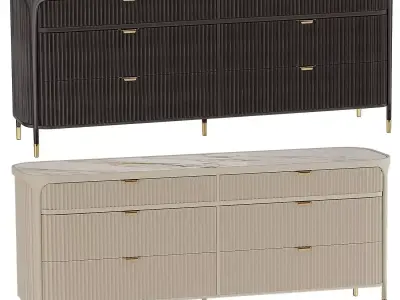 Isla Six Drawer Dresser 3D model