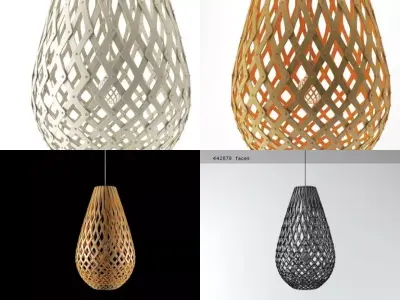 Koura pendant lamp made of wood 3D model
