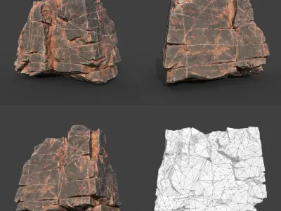 Low poly Desert Cracked Modular Rock 220106 Low-poly 3D model
