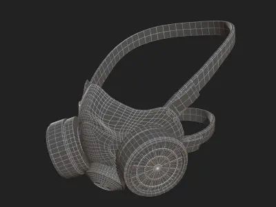 Gas mask helmet 3d model military combat low poly  Low-poly 3D model