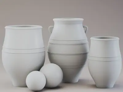 Planter pots collection Low-poly 3D model