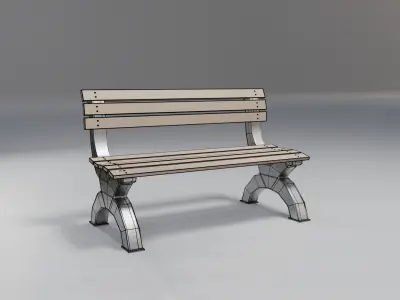 outdoor bench - beige wood - modern rough Low-poly 3D model