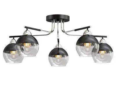 hiper-tommy-h181-5 five light ceiling fixture with glass globes 3D model