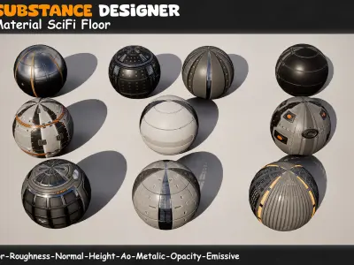 10 Material Scifi Floor Hardsurface Texture