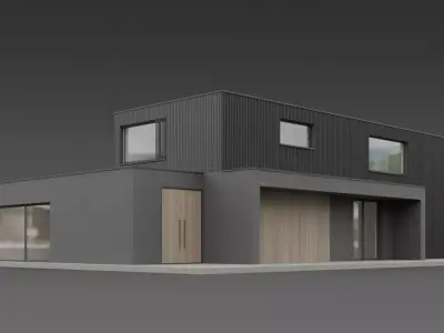 Modern Minimalist Two-Story House 3D model