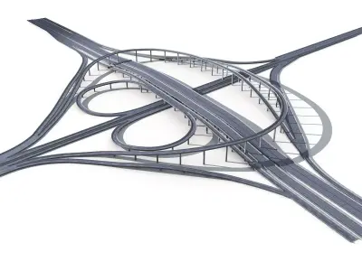 Highway Road Viaduct Flyover-11 3D model